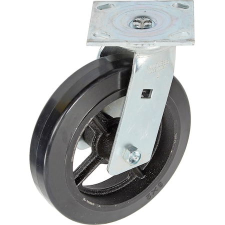Faultless Swivel Plate Caster, 8 Mold-On Rubber Wheel 1418-8